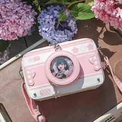 Richme Lolita-Bolsos de retazos de pequeña capacidad para Mujer, bolsos cruzados para cámara, bolsos de hombro, insignia de Anime, subcultura