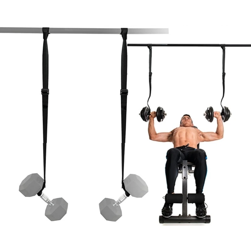 2Pcs Quick Mount Dumbbell Strap Adjustable Barbell Rack Attachments Hanging Dumbbell/Barbell Safety Strap Easy Install