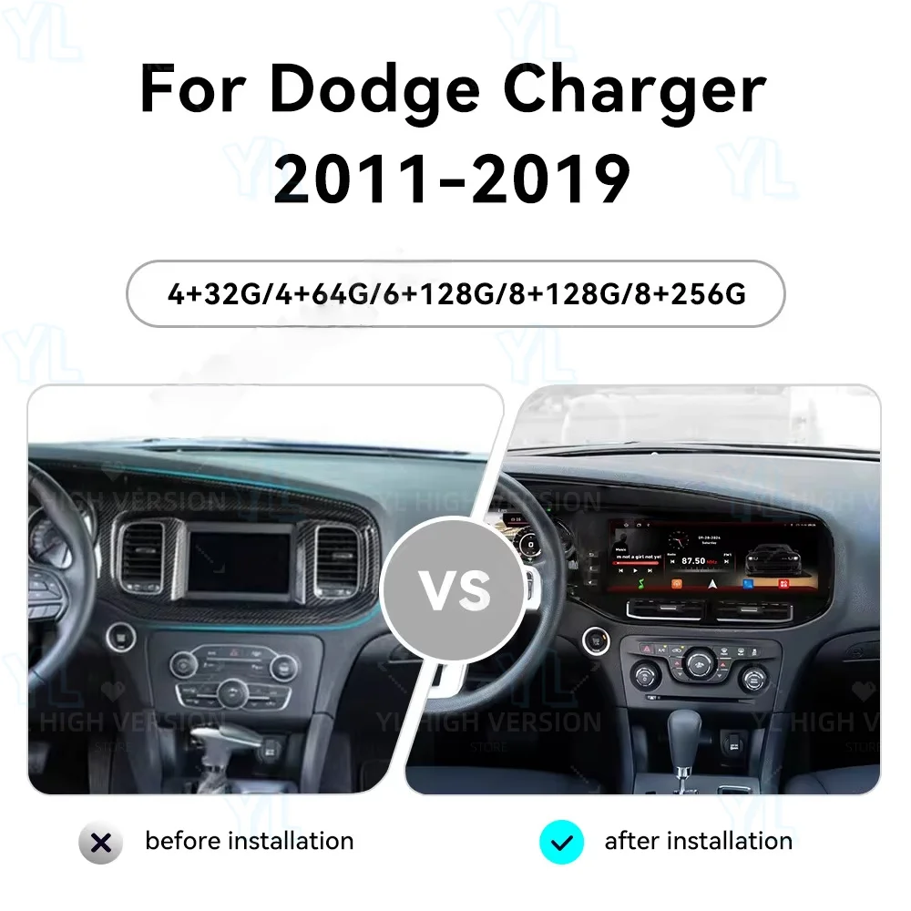 Android 13 Carplay For Dodge Challenger SRT Hellcat charger 2010-2023 Multimedia Car Radio GPS Auto Video Recorder Head Unit DSP