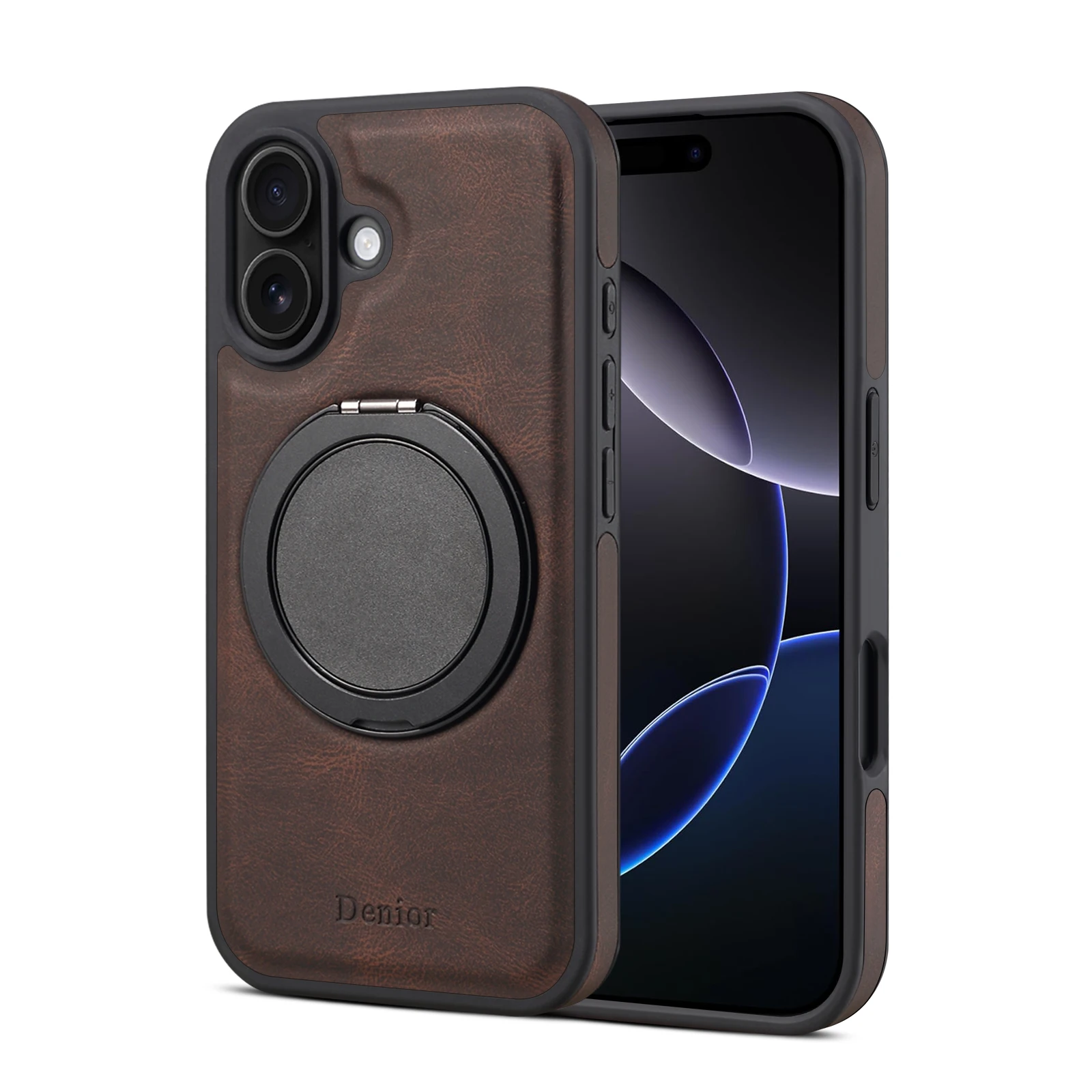 Handyhülle 360 ° Drehbarer Ständer mit Kunstleder-Ringverschluss für iPhone 18 Pro Max 17 Air 16 Plus 15 14 13 12 – Detail 23