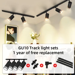Spot LED Track Light Fixture GU10 Spotlight Full Sets Rail Lighting System for Living Room Clothing Store Ceiling Track Lamp