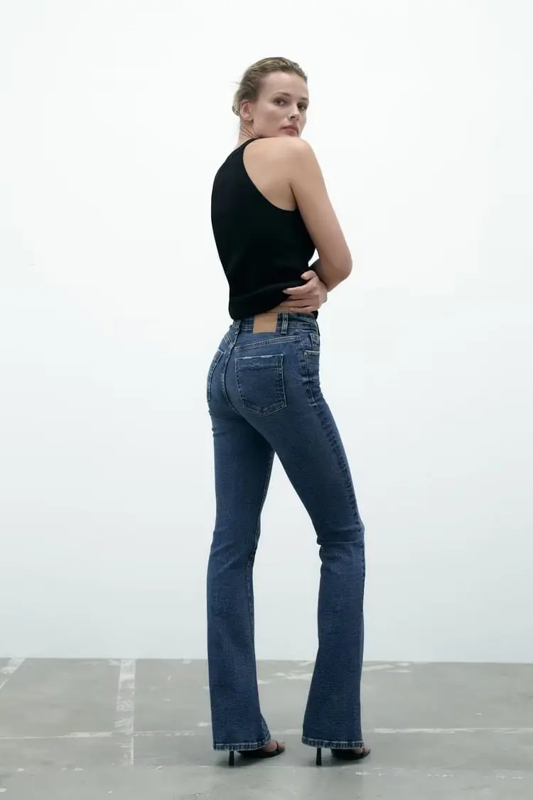 

High Waist Bell Bot Elastic Denim Jeans Versatile Women's Faion Spring Summer New Arrival Cotton Stretch Denim Fabric