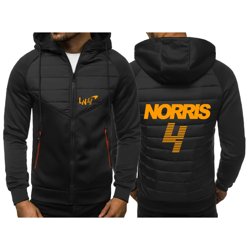 2024 Summer Mens Lando Norris 4 Logo Print Streetwear Casual High Quality Waterproof Warm Splicing Drawstring Thin Cotton Jacket