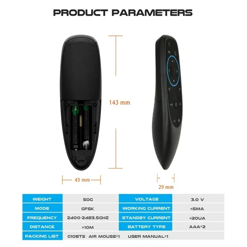 

2.4G Bluetooth Air Fly Mouse Wireless Smart Remote Control Learning G10s BT Gyroscope for Android Windows Liux Mac OS