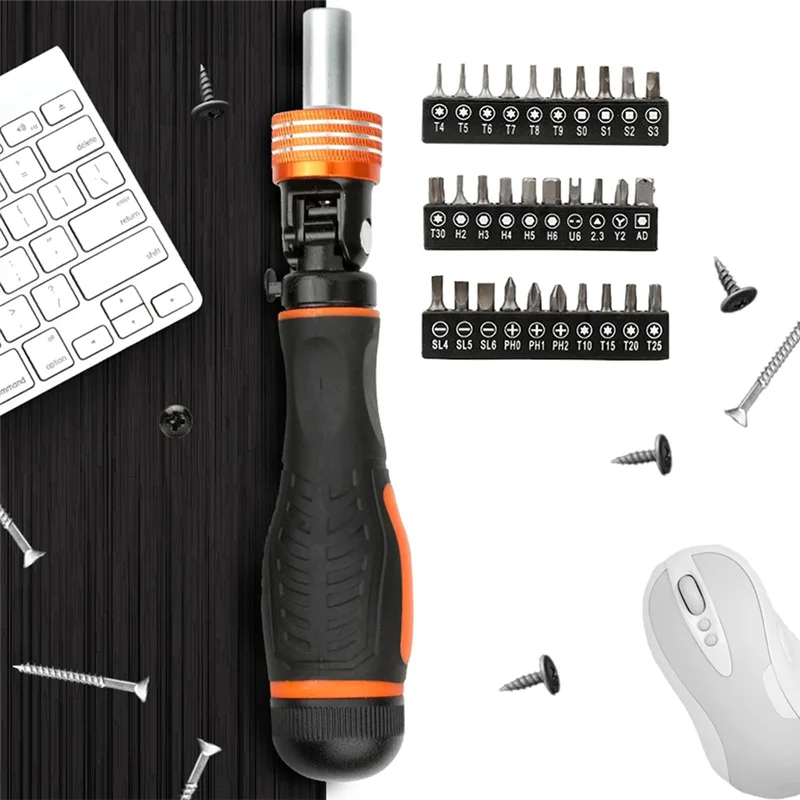 Fresh Magnetic Ratchet Screwdriver Set Cross, Slotted, Square, Hex Bits With Ergonomic Handle For Car Repair