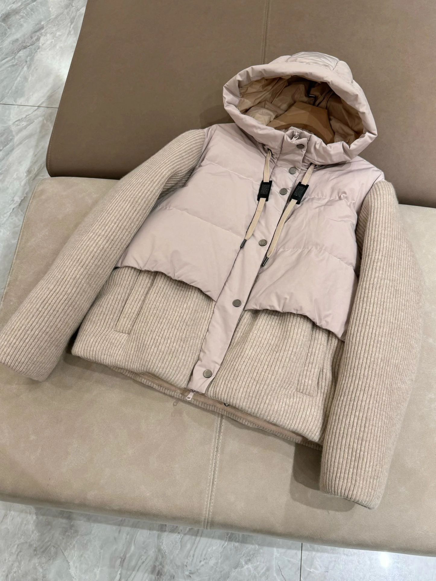 Winter Women\'s Wool Stitching Short White Goose Down Jacket Casual Hooded Down Jacket Warm Coat For Woman