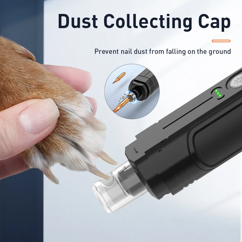 ROJECO P3 Electric Dog Nail Grinder with LED Light Rechargeable Pet Nail Clipper for Cat Paws Grooming Trimmer Tool Pet Supplies