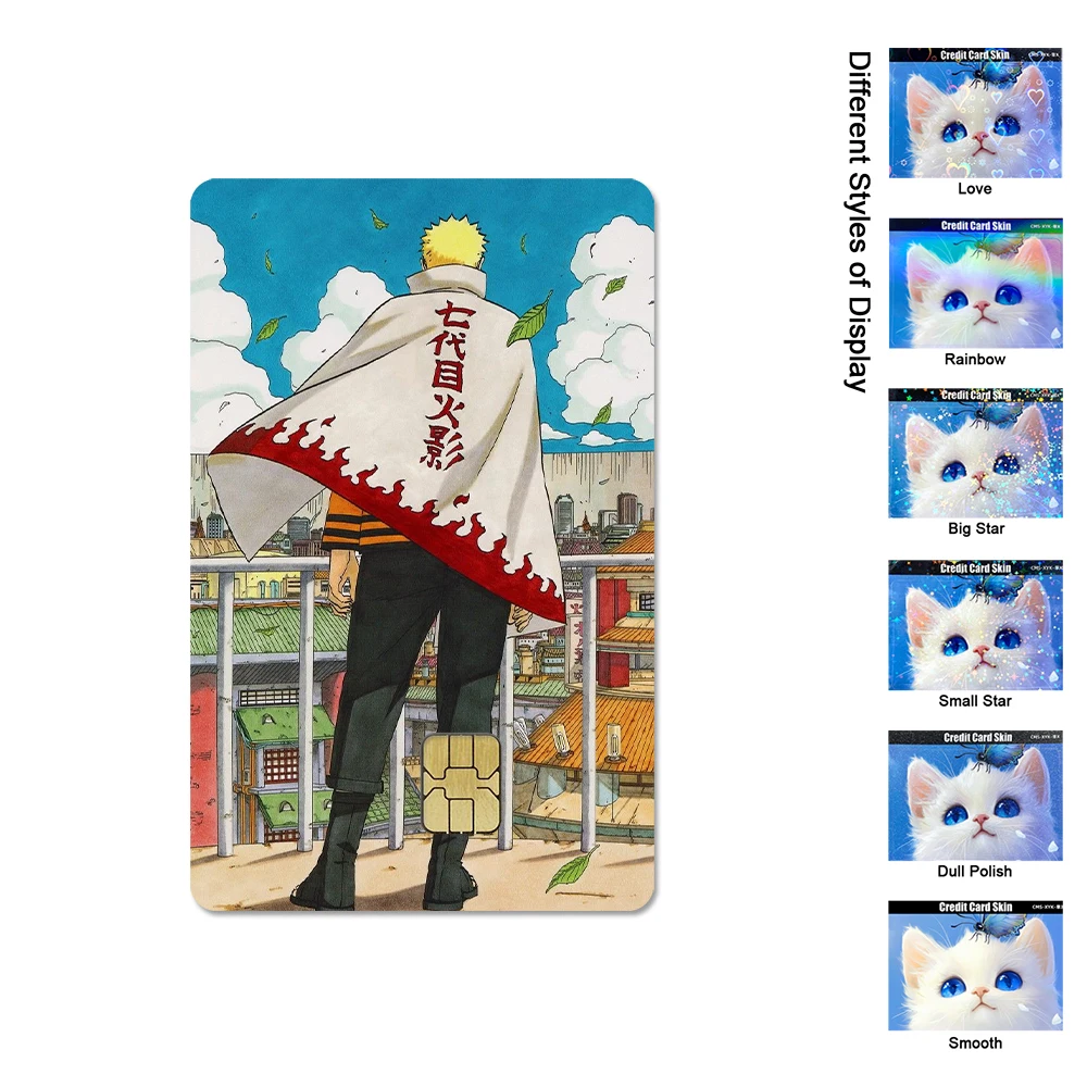 Anime naruto cartão de crédito adesivo uchiha sasuke haruno sakura design pele suave arco-íris anime cartão adesivo decoração à prova dwaterproof água