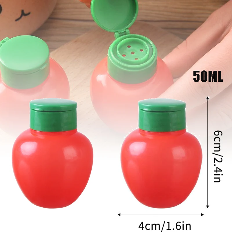 4 Uds 50ML Mini tarro de especias de plástico tarro de condimento dispensador Ajinomoto reutilizable cocina sal pimienta botella de condimento decoración Bento