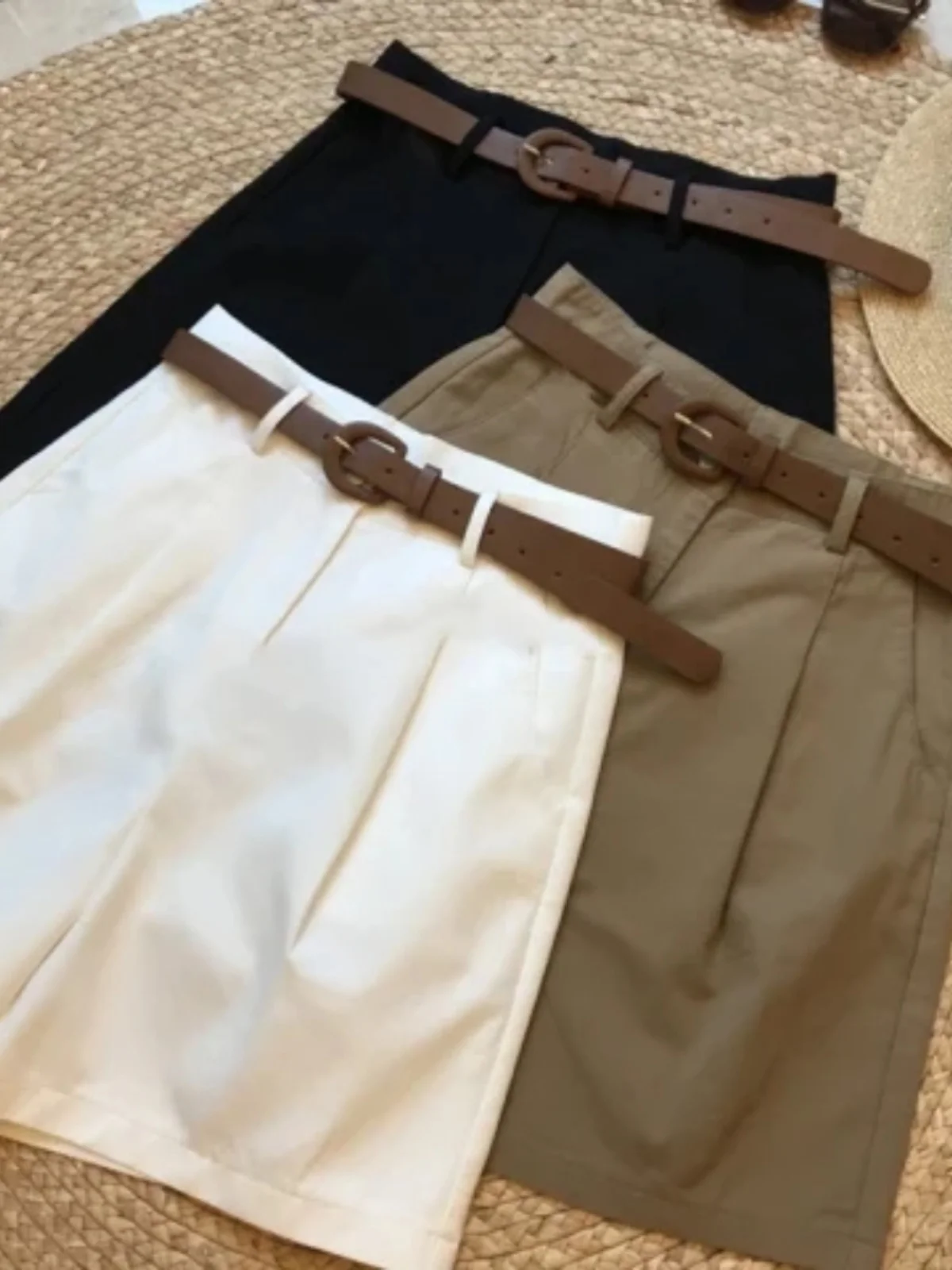 Vêtements de travail amples taille haute pour femmes, pantalons décontractés d'extérieur, jambes larges, Design Simple coréen, longueur ort, été