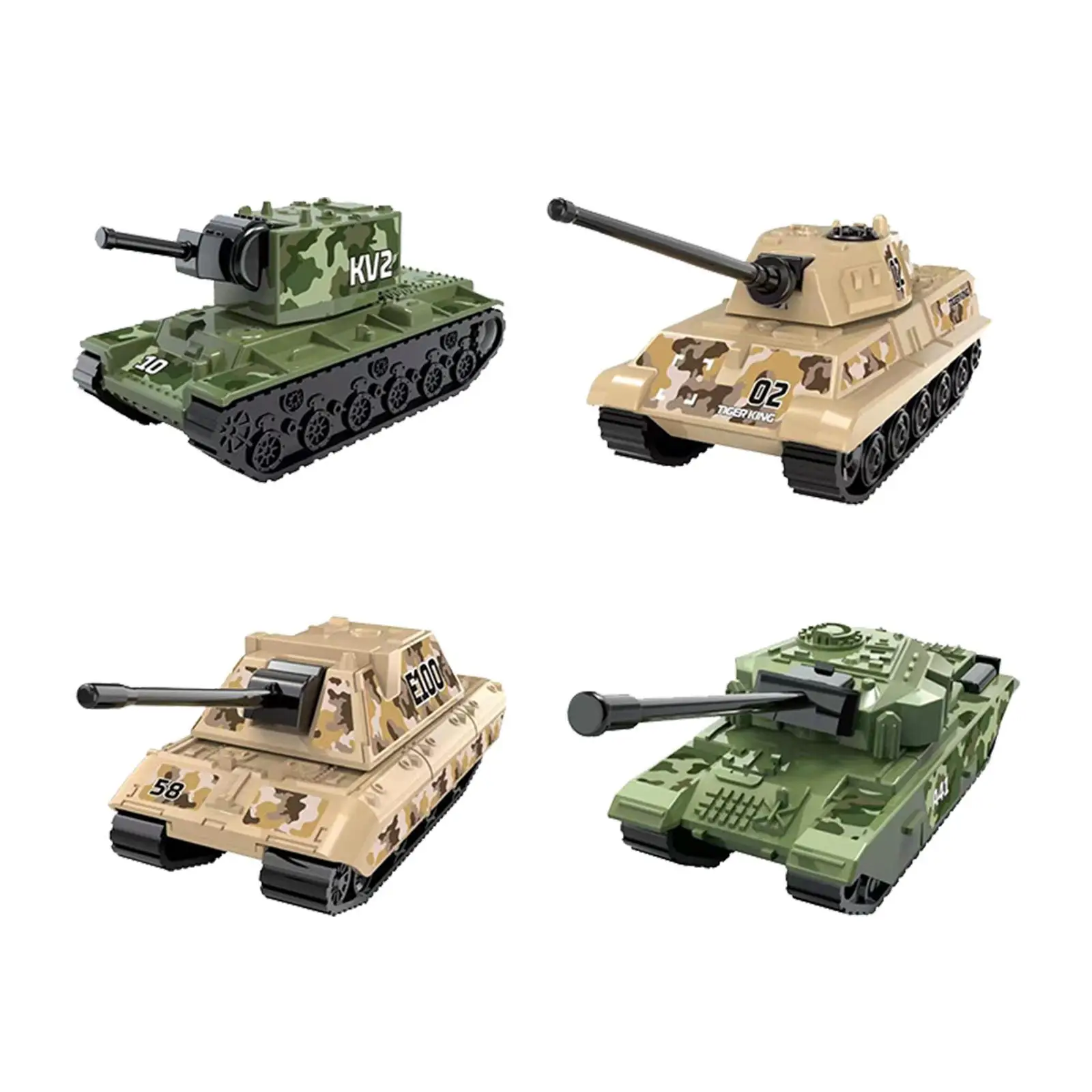 4x modelo de tanque de montagem modelo de veículo com rodas para E100 A41 Kv2 crianças meninas
