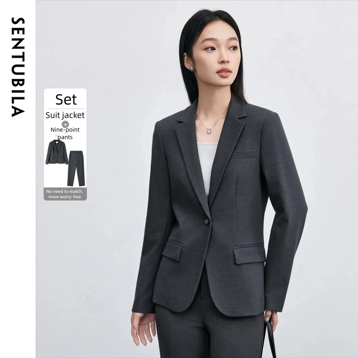 

SENTUBILA женские брючные костюмы, комплекты из двух предметов, осень 2023, пиджак на одной пуговице с брюками до щиколотки, офисные женские 153Z80242