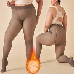 Mallas cálidas de talla grande para mujer, Leggings elásticos de cintura alta con aislamiento polar, medias térmicas, pantimedias sexys para invierno