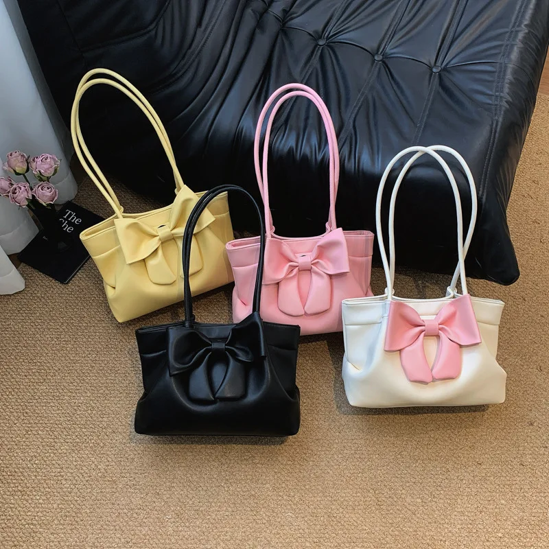 New Women's Handbag Fashion High Quality Women's Shoulder Bag Cartoon Solid Color Versatile Large Capacity Girls' Shopping Bag