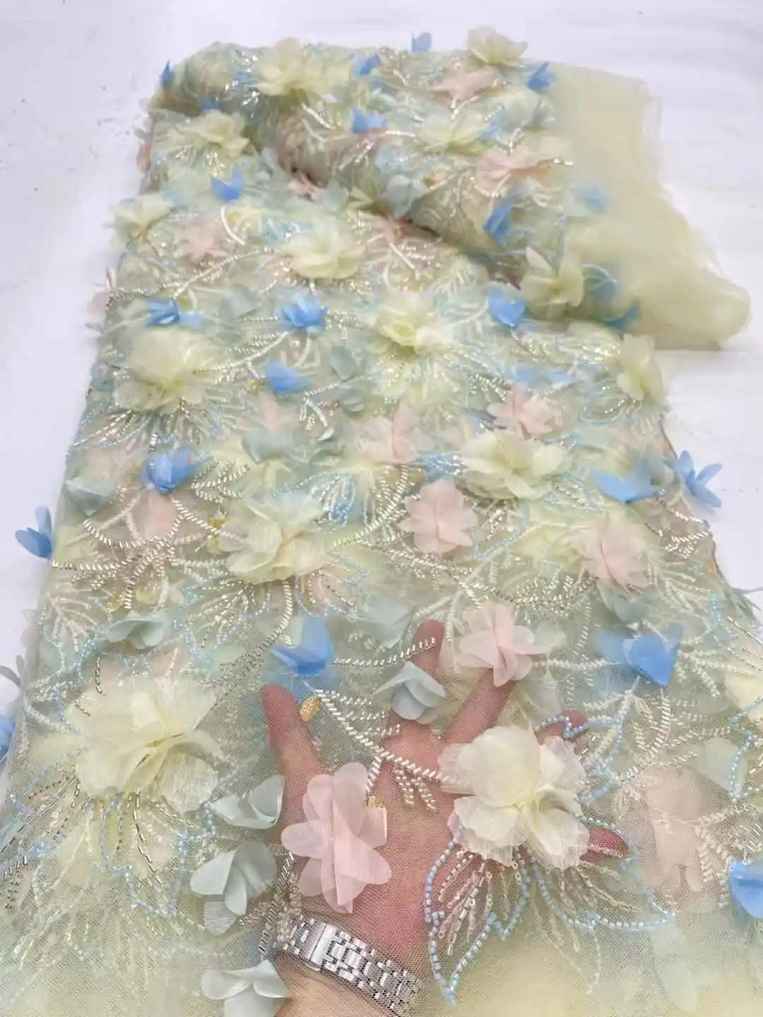 Africa Nigerian Beaded French Mesh Lace With Sequins High Quality 2025 Embroidery Lace Sequins Lace For Wedding Dresses Women