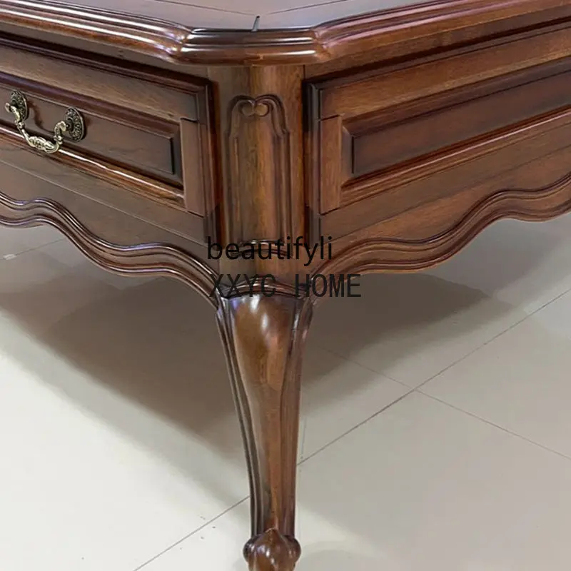 Mesa de té  madera nogal negro, todos los troncos  madera maciza con mesa  cuadrada,