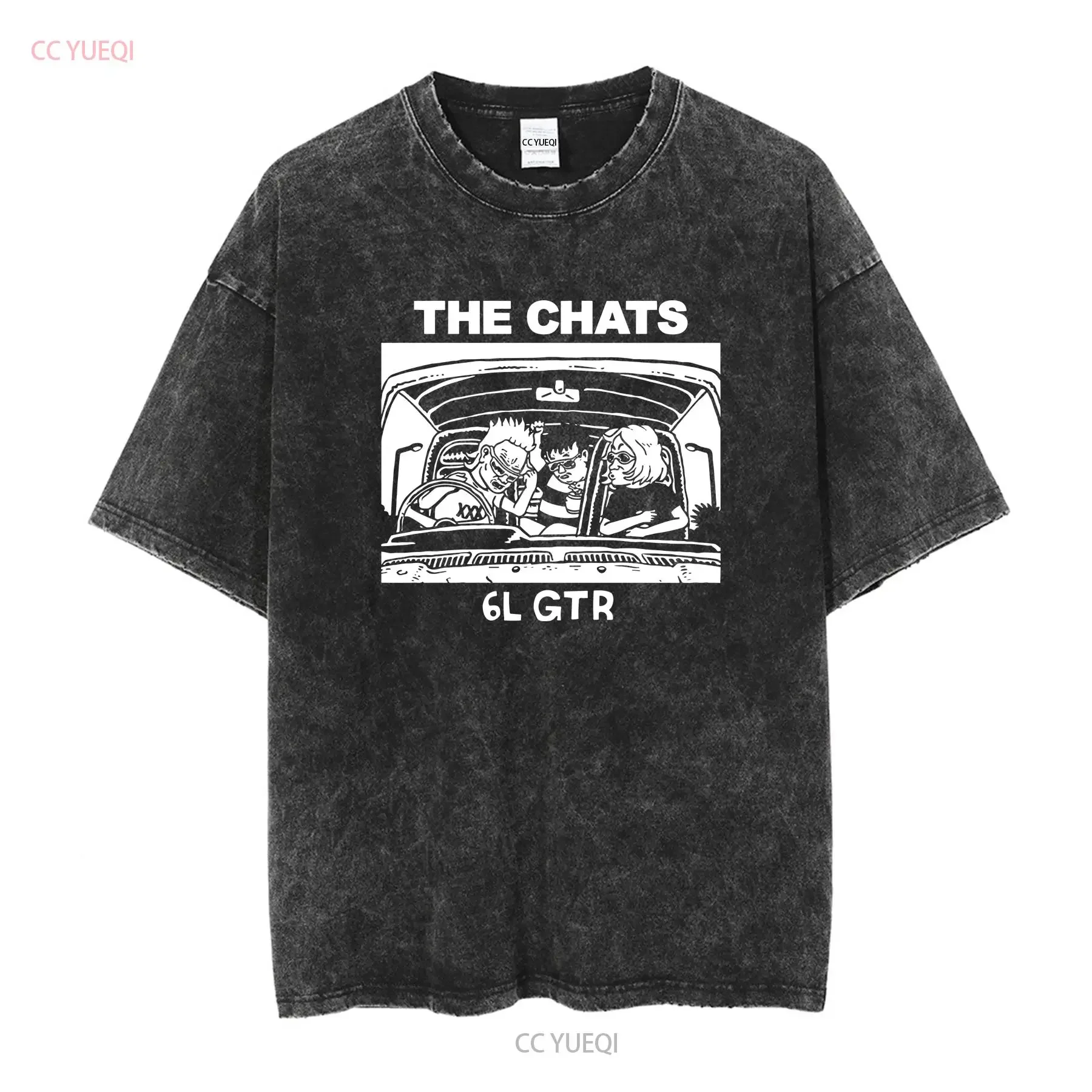 تي شيرت عتيق بفرقة The Chats أسود بأكمام قصيرة جميع المقاسات من S إلى 345Xl Q800 جرافيك أنيق مغسول عتيق للجنسين