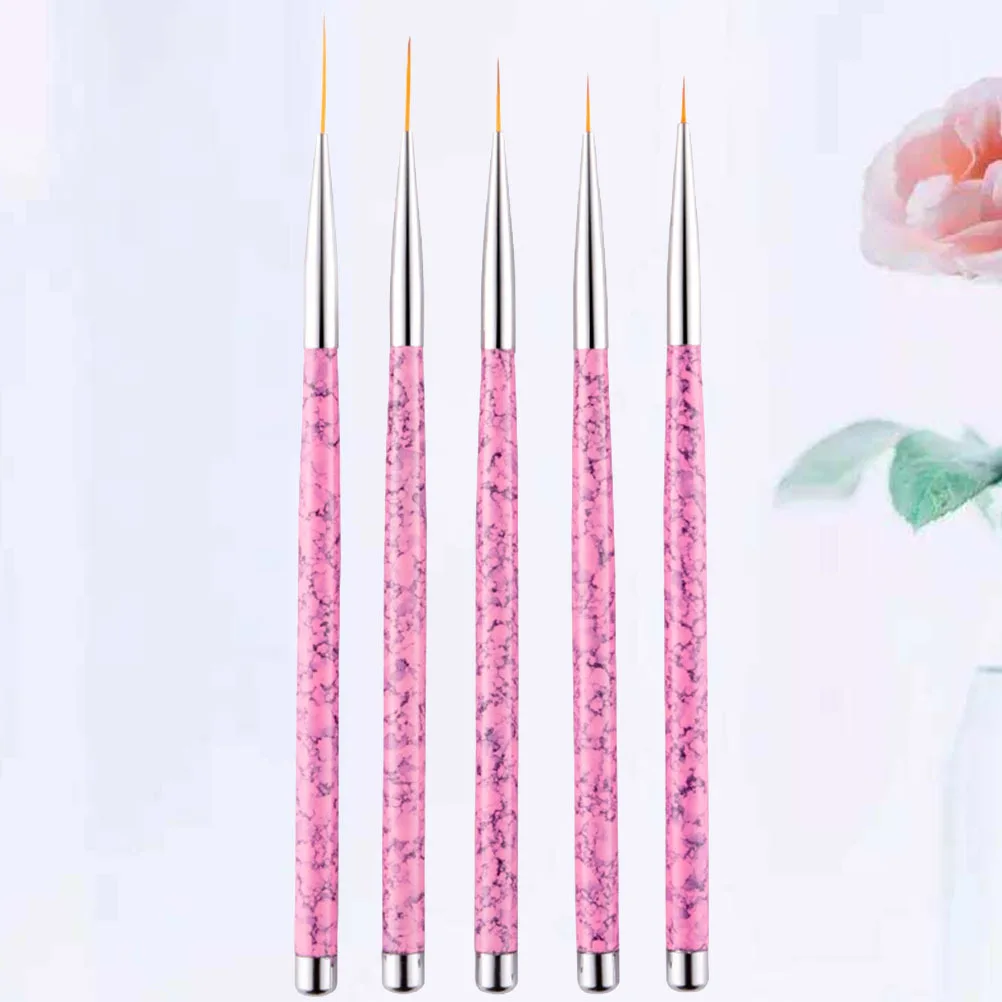 5개 네일 아트 브러쉬 펜 세트, 미세한 나일론 브리슬 드로잉 라이너, 정밀한 매니큐어 도구, 창의적인 네일 디자인