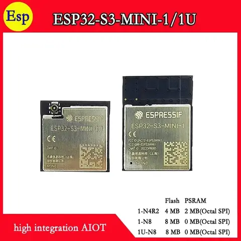ESP32-S3-MINI-1 ESP32-S3-MINI-1U espressif ESP32-S3 esp32 s3 mini 1 hohe integration aiot n4r2 n8