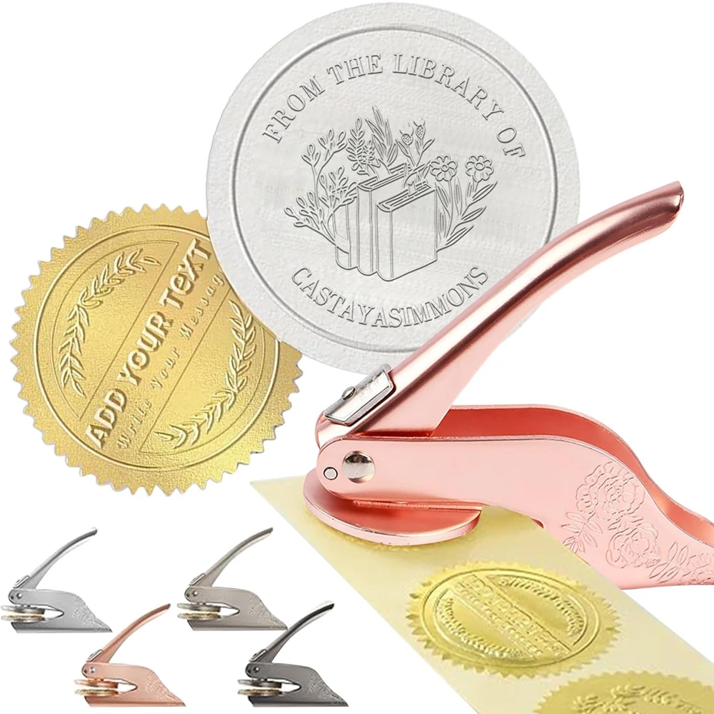 Book Wedding Embosser Stamps Custom LOGO Designs Personalized Embossing Stamp Custom Handheld Envelope Invitation Card Seals DIY