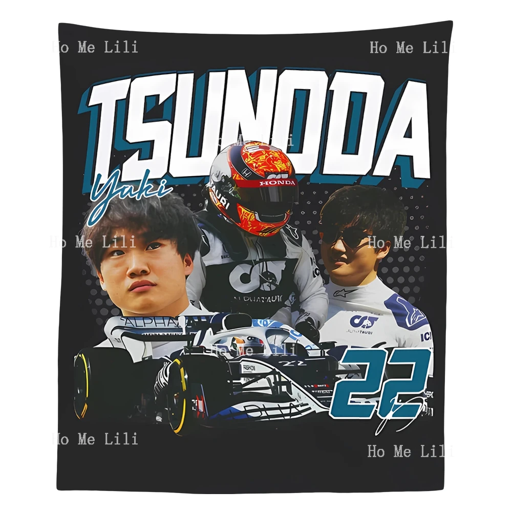 Yuki Tsunoda Graphic Racing Helmet Gifts For Fans Personalized Tapestry For Livingroom Decor