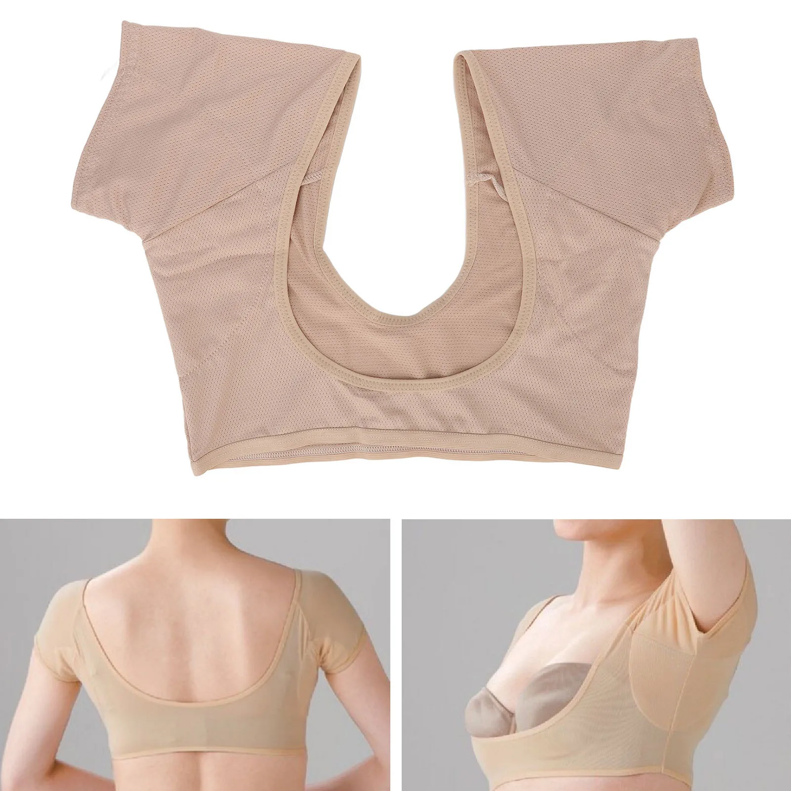 

Underarm Sweat Vest Quick Dry Breathable Mesh Reusable Armpit Sweat Pads for Women Girls Skin Color Underarm Sweat Protector