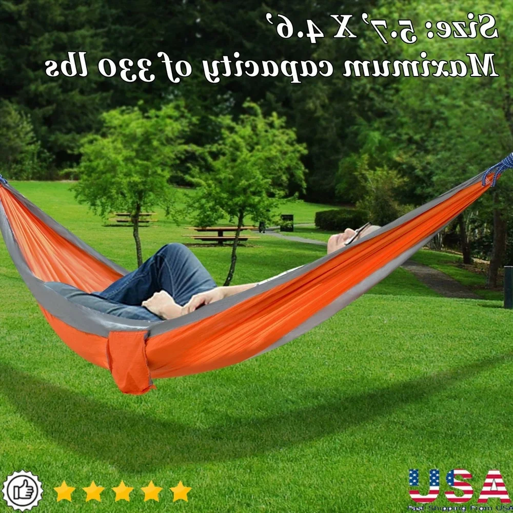 

Ultra Light Nylon Parachute Hammock Travel Camping Air Swing Bed 330LB Capacity With Straps and Carabiners Portable Compact