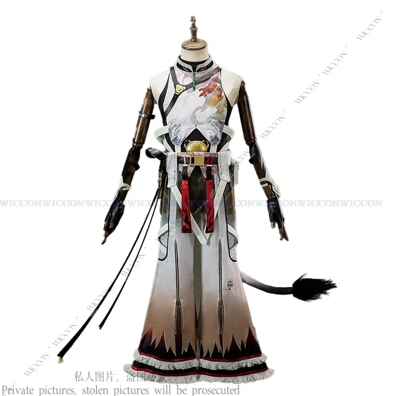 Qq681Lingyang Anime juego Wuthering Waves disfraz Cosplay peluca zapatos tatuaje pegatina pequeño León Solaris-3 Animal oreja cola Halloween