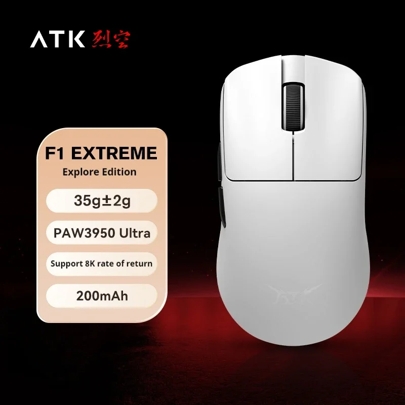 Atk F1 Pro Max Gamer Mouse F1 Ultimate Wireless Bluetooth Mouse Paw3950/Ultra Free 8k Dongle Lightweight 2 Mode Atk Custom Mouse