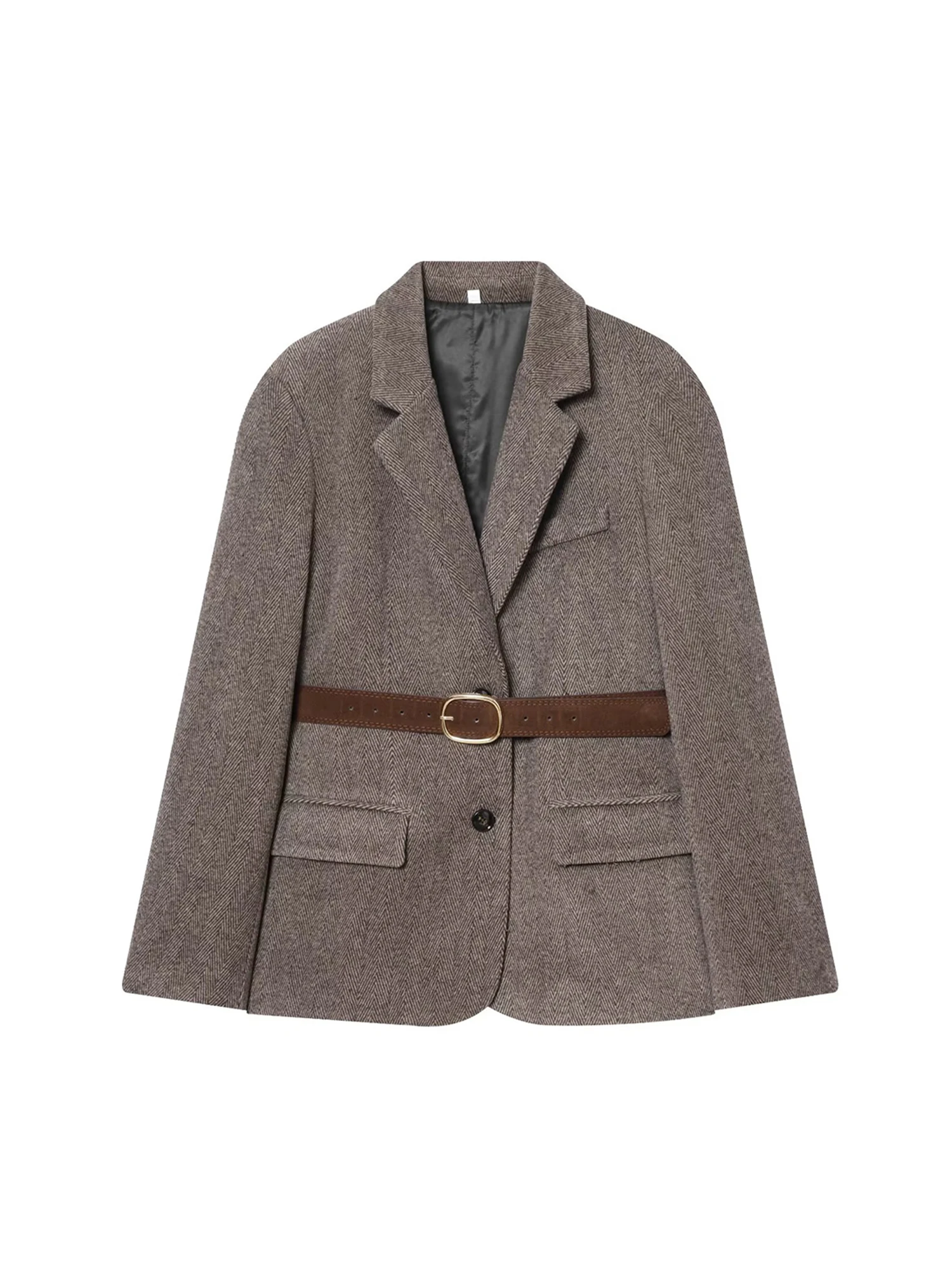 

Women's Brown Blazer Jacket Y2k 2000s Vintage Office Ladies Suit Coat Long Sleeve Single Breasted Oversize Outerwear Autum 2025