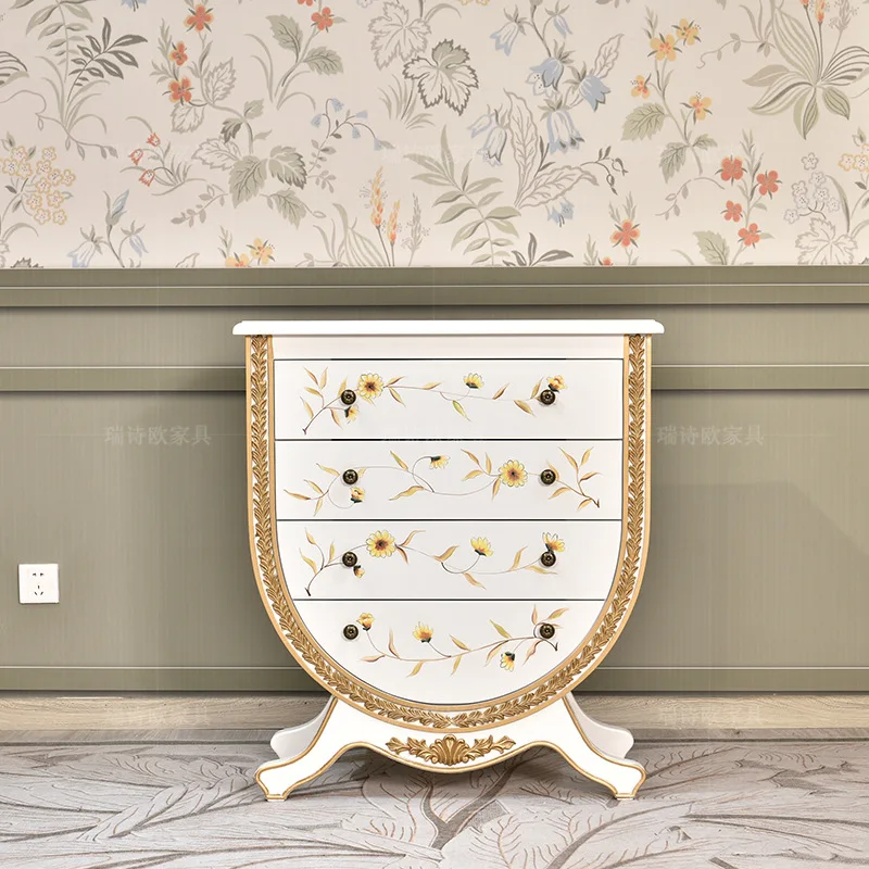 CX painted solid wood living room decoration storage cabinet corridor retro furniture