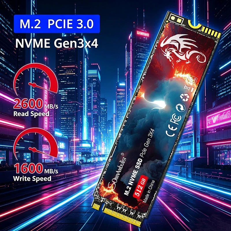 

SomnAmbulist SSD M2 NVME 128GB 256GB 512GB 1TB SSD M.2 2280 PCIe 3.0 Internal Solid State Drive For Laptop Desktop Game Console