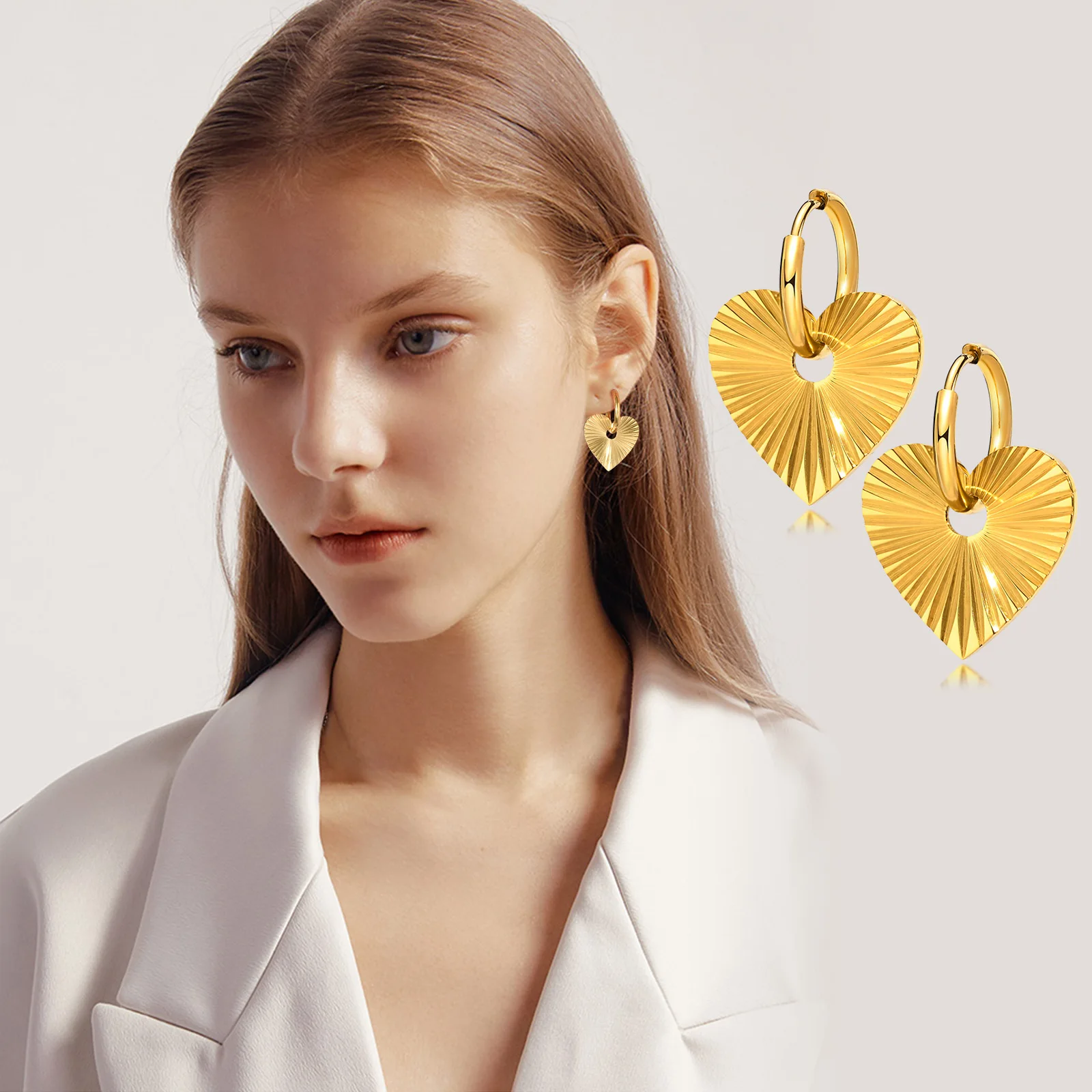 

Heart Dangle Earrings For Women, Love Drop Earring Stainless Steel, Gold Plated Jewelry Gift