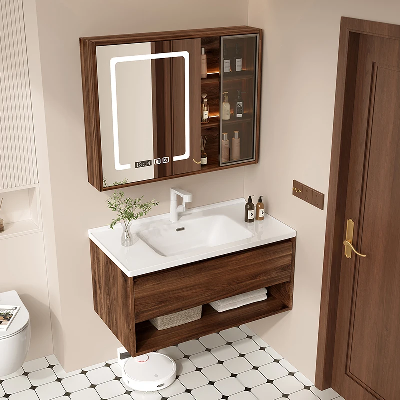 

Rustic Storage Bathroom Cabinet Vanity Led Wall Modern Bathroom Cabinet Sink Mirror Tocador Mueble Maquillaje Room Furniture