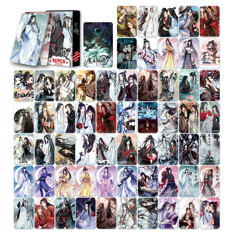 92pcs Grandmaster of Demonic Cultivation Laser Lomo Card Mo Dao Zu Shi Wei Wuxian,Lan Wangji Mini Postcard Photo Cards Sticker