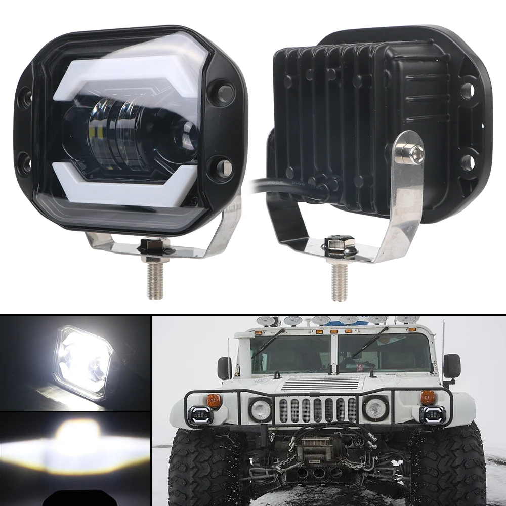 For Jeep Truck Off Road 4X4 SUV 12V Car LED Spotlight Flush Mounted Driving Work Light DRL LED Headlights Waterproof 5 Inch