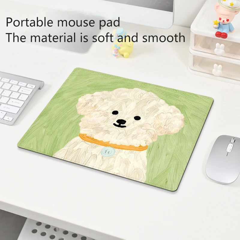 Bonito Puppy Mouse Pad, Borracha Natural Anti-Slip, Lockedge Mousepad, Cão dos desenhos animados, Escritório, Casa, Laptop, Computador, Portátil, Pequeno