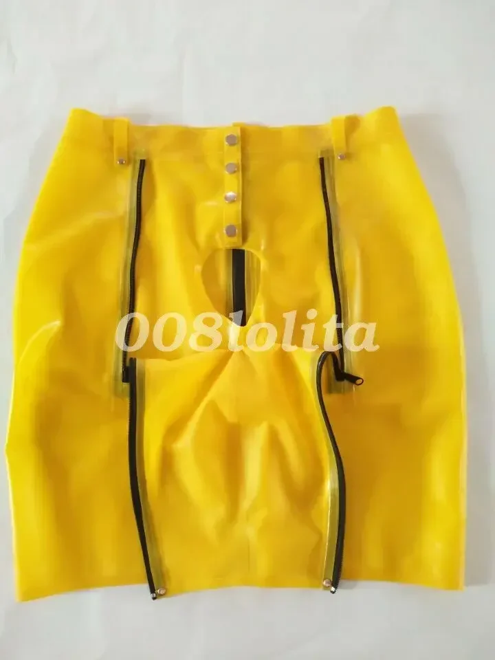 100%Latex Rubber Men Sexy Tight Shorts Briefs Yellow Zipple  0.4mm Masquerade