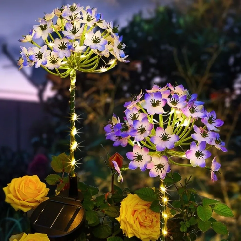 

Waterproof Solar Hydrangea Flower Lamp Landscaping Solar Powered Solar Garden Lights Warm light 8 Modes Landscape Light