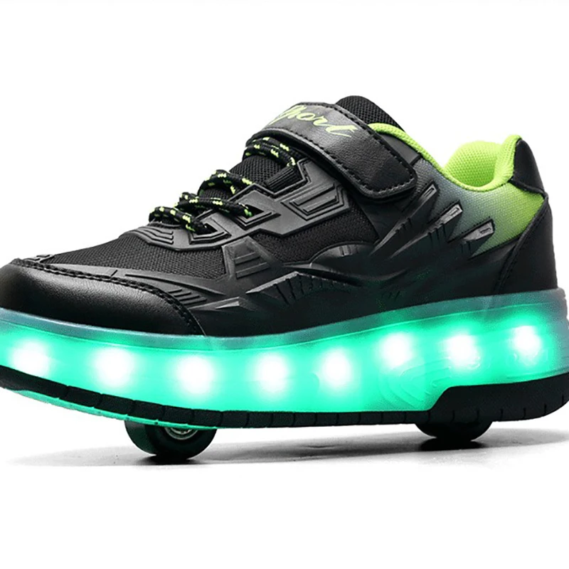 Patines de ruedas emisores de luz LED para niños y niñas, patines para adultos, zapatos de deformación para deportes al aire libre