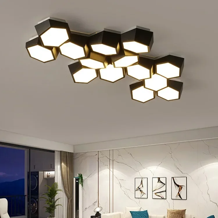 

Modern Geometry Led Ceiling Lights White Black Alloy Ceiling Chandelier Lighting For Living Room Bedroom Home Decor Ceiling Lamp