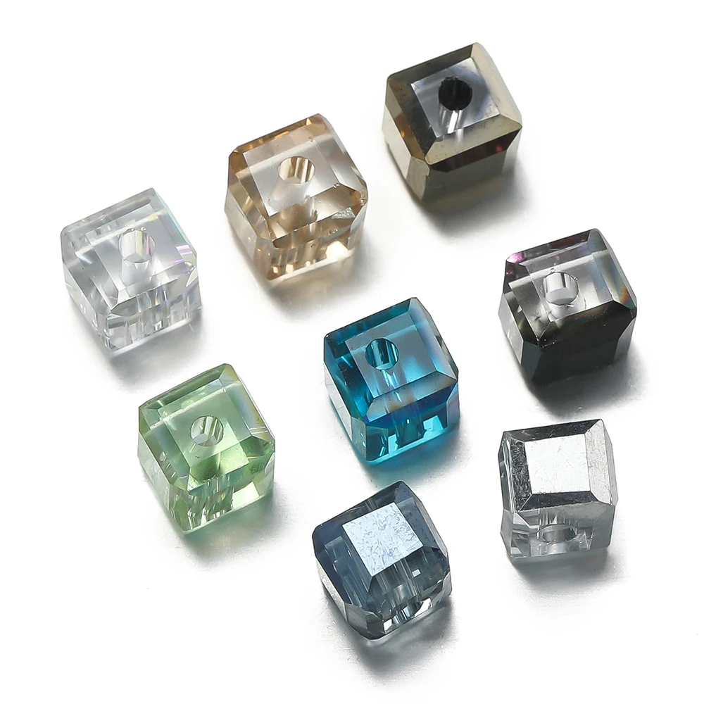 

10pcs/lot Exquisite Square Color Crystal Bead 6mm Crystal Faceted Spacer Loose Bead Jewelry DIY Bracelet Necklace Accessories