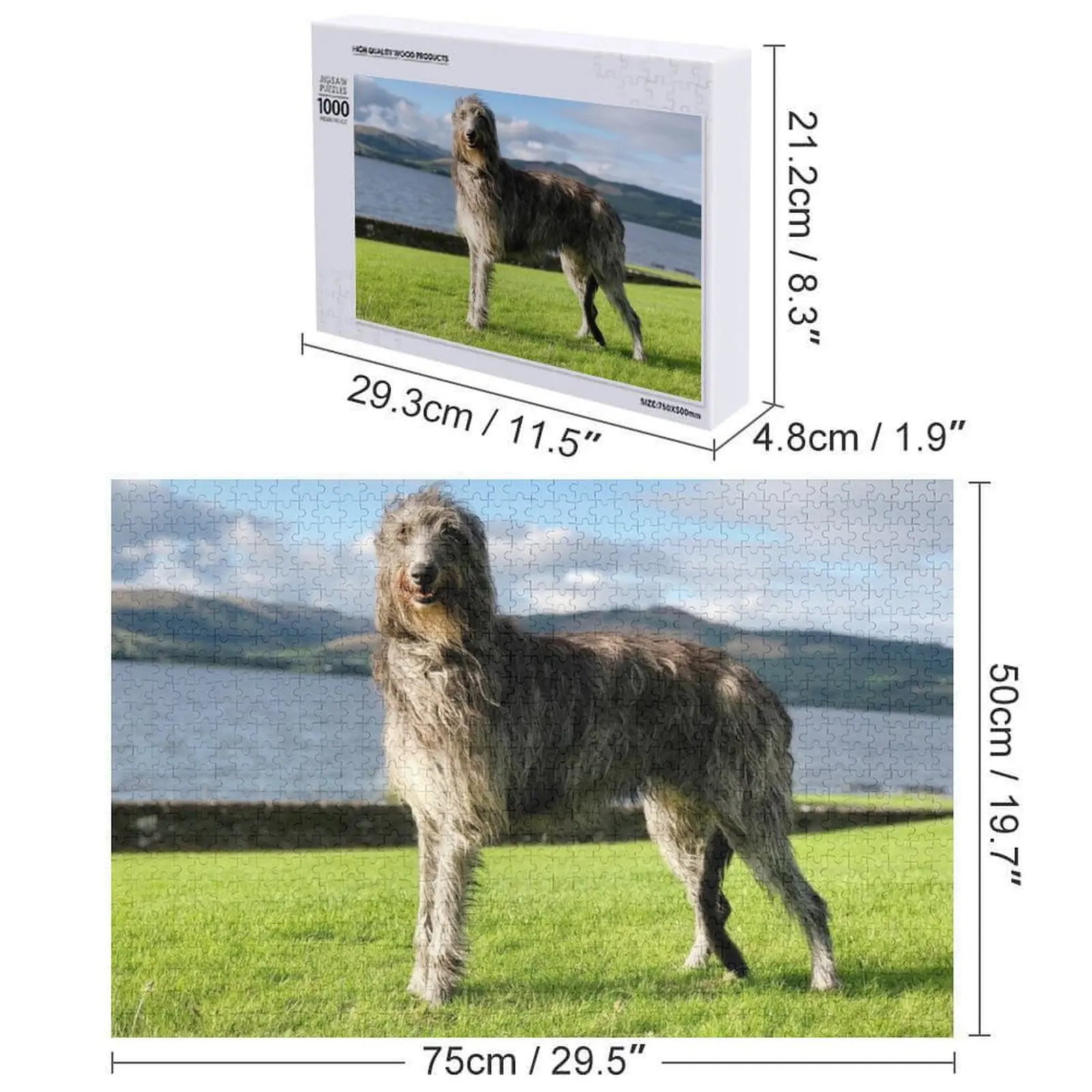 Atemberaubendes schottisches Deerhound in Schottland-Puzzle, individuelles Holz, personalisiertes Spiel für Kinder