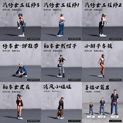 Resin Diorama 1:64 Scale Miniature Figures Miniatura Car Mechanic Garage Scenes Minifigure Model Kit DIY Craft Toys Figure