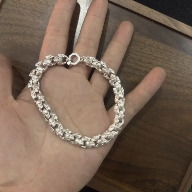 Street‑Style Skull Bracelet for Men Women,Vintage Hip‑Hop Punk Bracelet,Personality Cool Gothic Fashion Hand Jewelry
