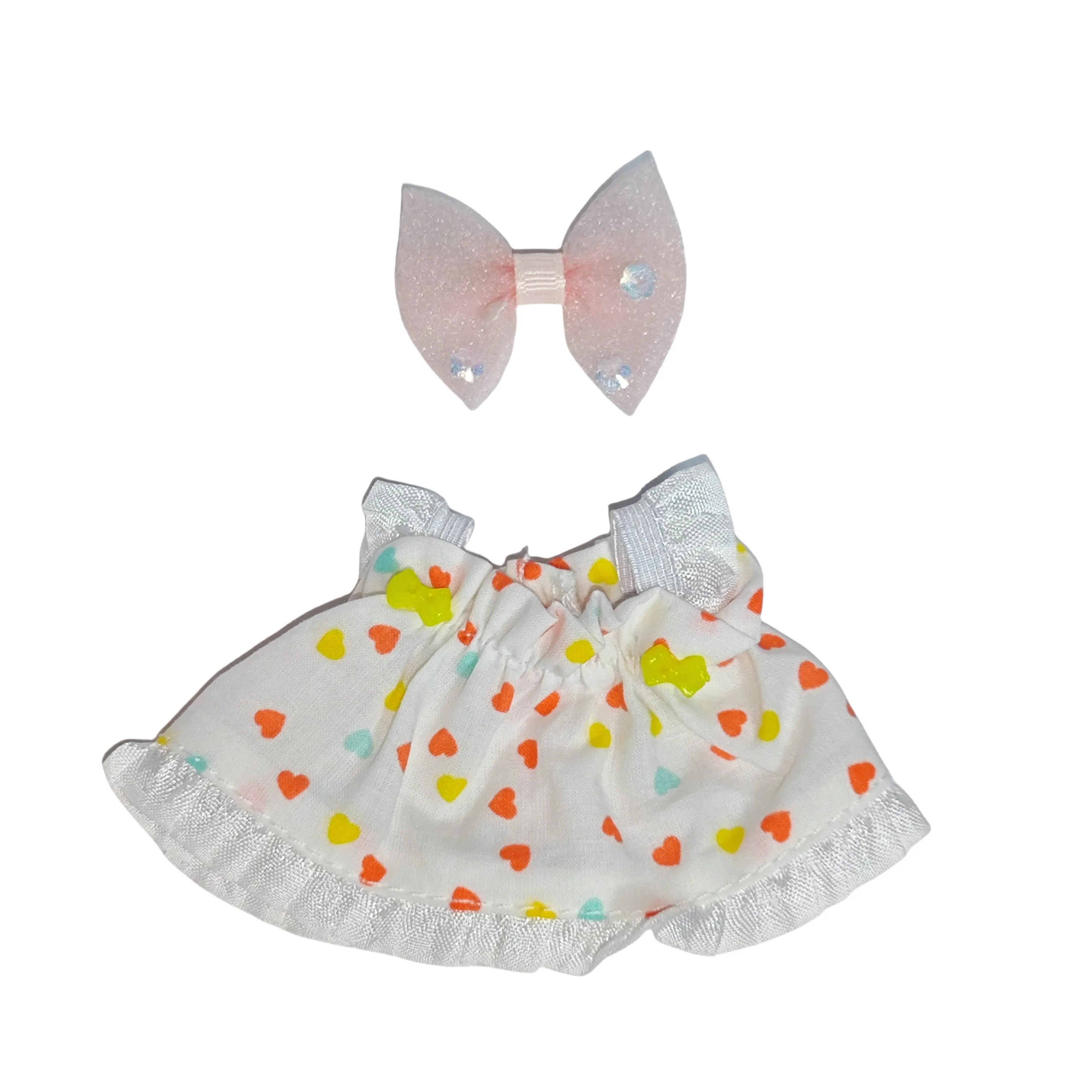 سلسلة مفاتيح للحفلات من Labubu 1st & 2nd Gen Pullbu Sit-Sit + مجموعة ملابس الدمى والتنورة (Kawaii)