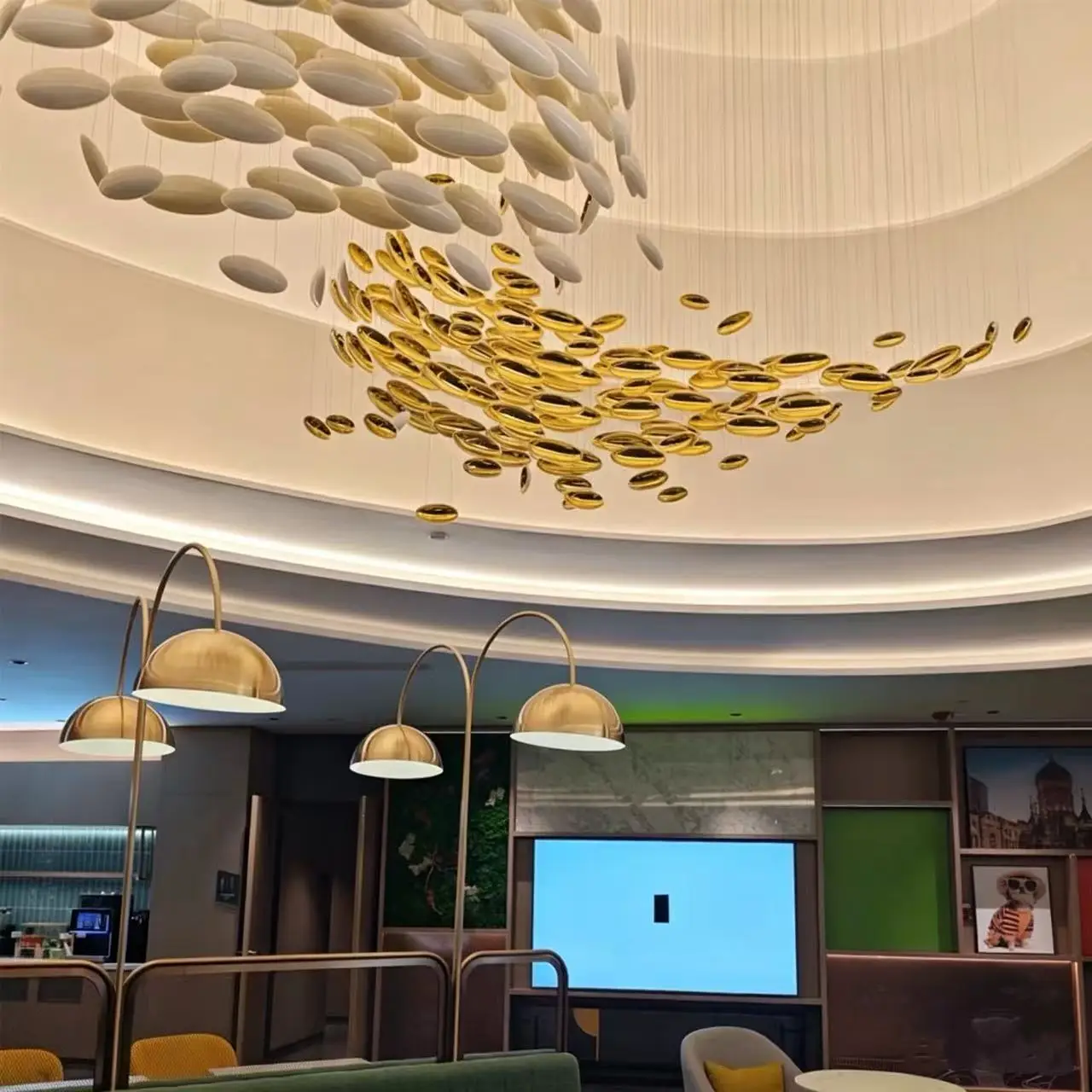Luxury Glass eggshell chandelier, hotel lobby villa staircase decorative Art pendant lamp