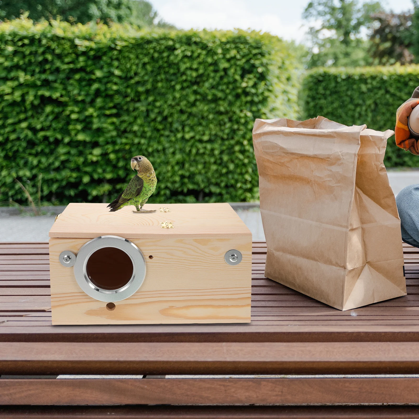 

Parrot Nesting Box Wooden Bird House Cockatiel Nests Safe Environment Easy Installation Small Wood Box Garden Outdoors Bird Cage