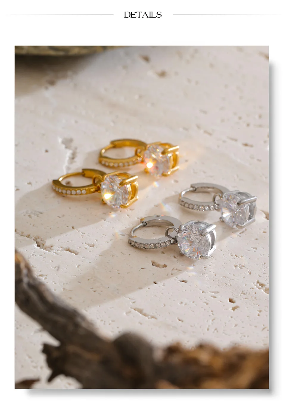 Yhpup Edelstahl-Ohrringe mit quadratischem Zirkonia-Besatz, hochwertig, täglich schick, als Geschenk geeignet, ästhetisch, exquisiter Schmuck – Detail 9