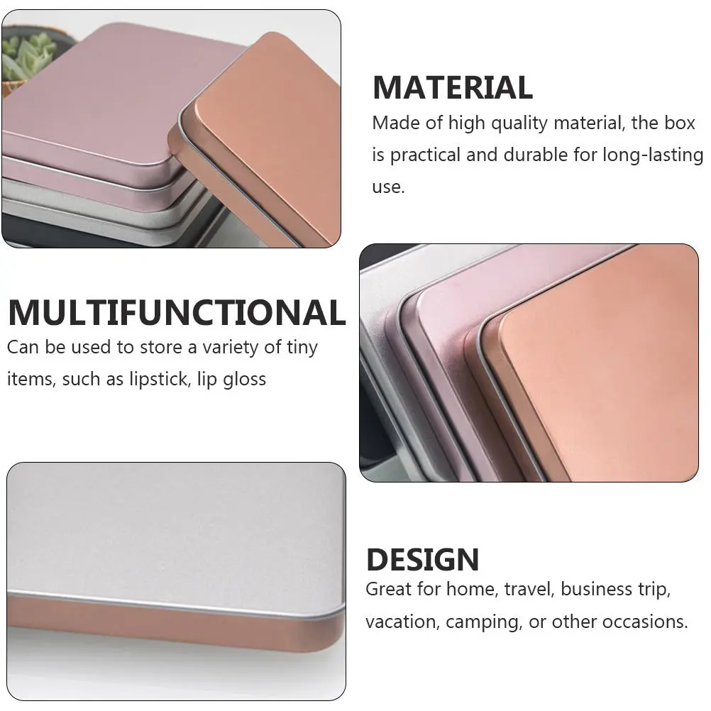 

5pcs Matte Metal Storage Box Small Item Organizer Home Travel Gift Packing Tinplate Case Sundries Holder